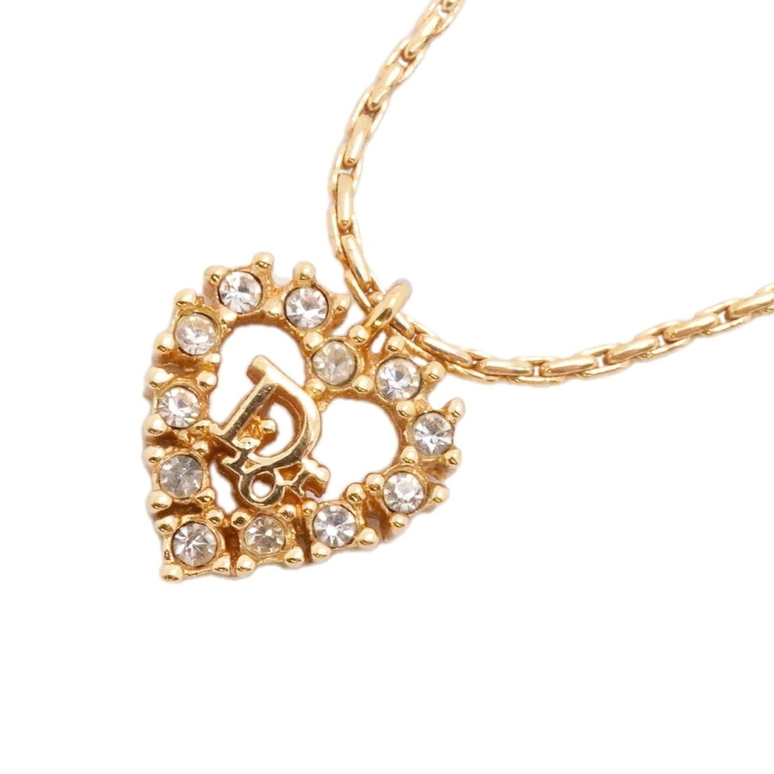 Christian Dior Necklace, Heart Motif, GP Plated, Rhinestone, Gold, Women's: --- Catalog ---Category: SizePendant Size: 15mm x 13mm / 0.59'' x 0.51''Neck Circumference: 39 cm - 44 cm / 15.35'' - 17.32''Category: DesignColor: GoldGender: WomenMaterial: Gold plating, RhinestoneN