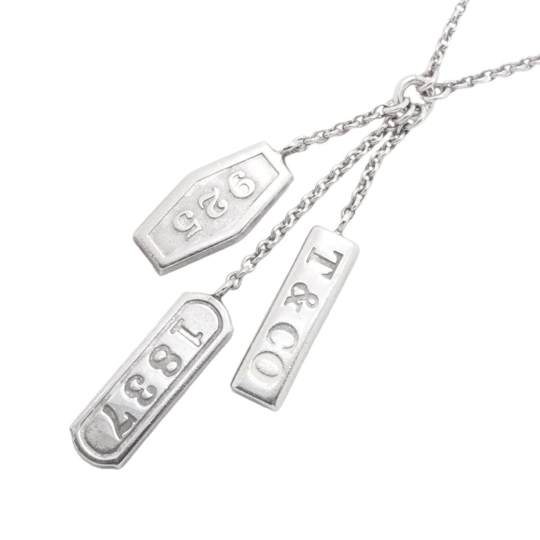 Tiffany & Co. 1837 Element Triple Tag Necklace, Sterling Silver 925, Women's: --- Catalog ---Category: SizePendant Size: 47.4mm x 12.6mm / 1.86'' x 0.49''Neck Circumference: 41.5 cm / 16.33''Category: DesignGender: WomenMaterial: Silver 925Necklace Type: NecklaceCategory: Gener