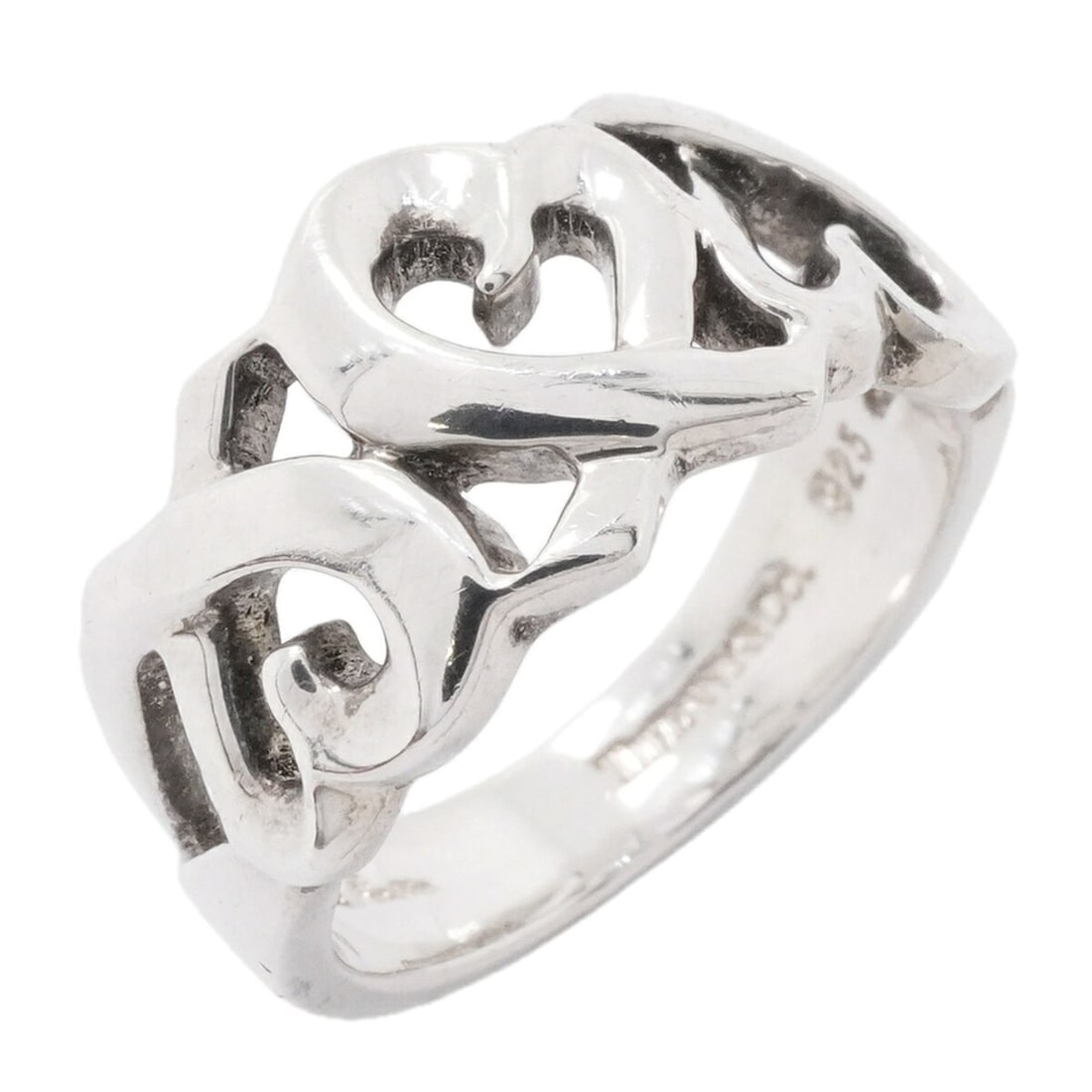 Tiffany & Co. Triple Loving Heart Ring, Sterling Silver 925, Size 8, Women's (1 of 9)