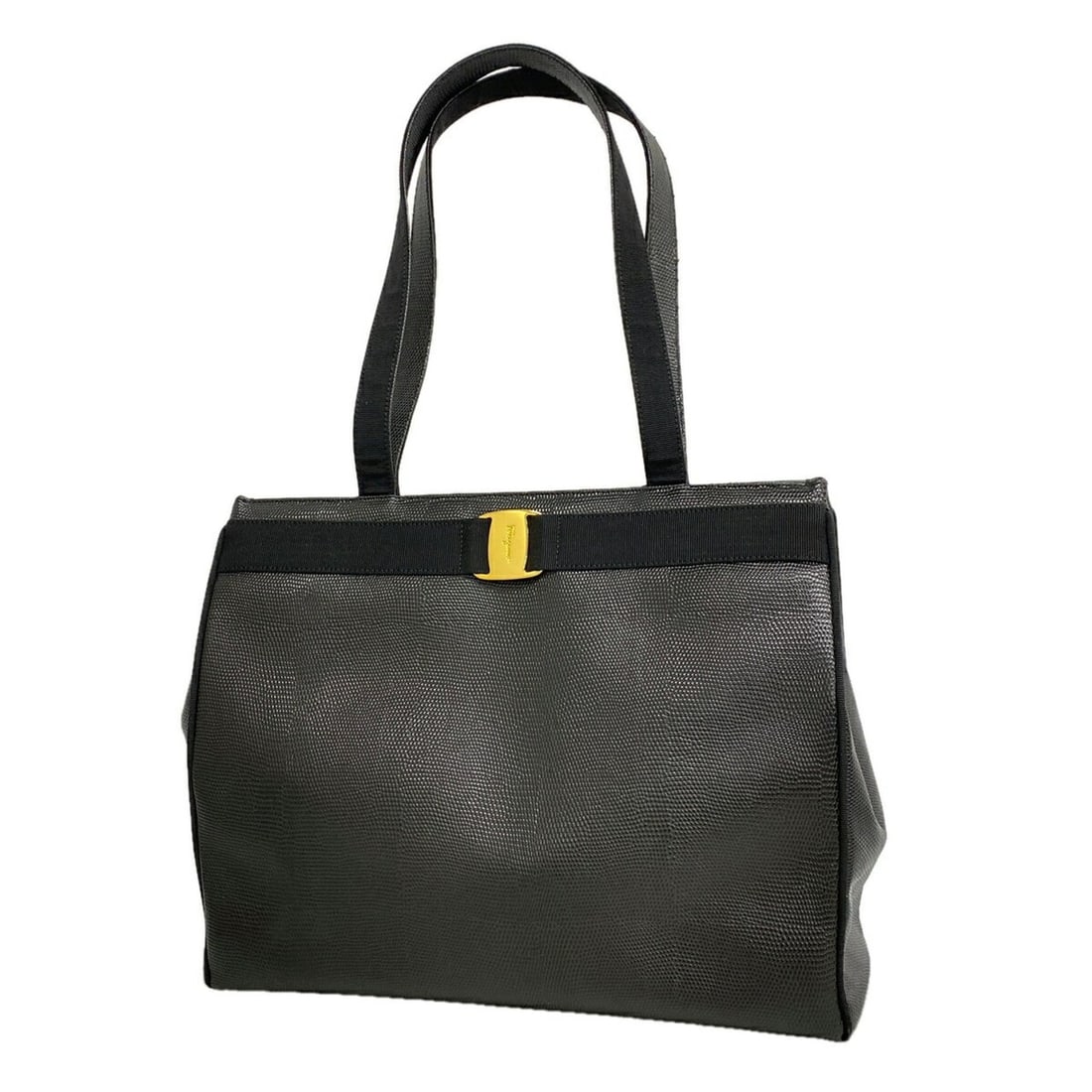 Salvatore Ferragamo Vara Leather Tote Bag, Black, Women's: --- Catalog ---Category: SizeSize (HxWxD): 30.5cm x 34.5cm x 13cm / 12'' x 13.58'' x 5.11''Category: DesignType: Tote bagColor: BlackGender: WomenMaterial: Leather Hardware Color: GoldCategory: Genera