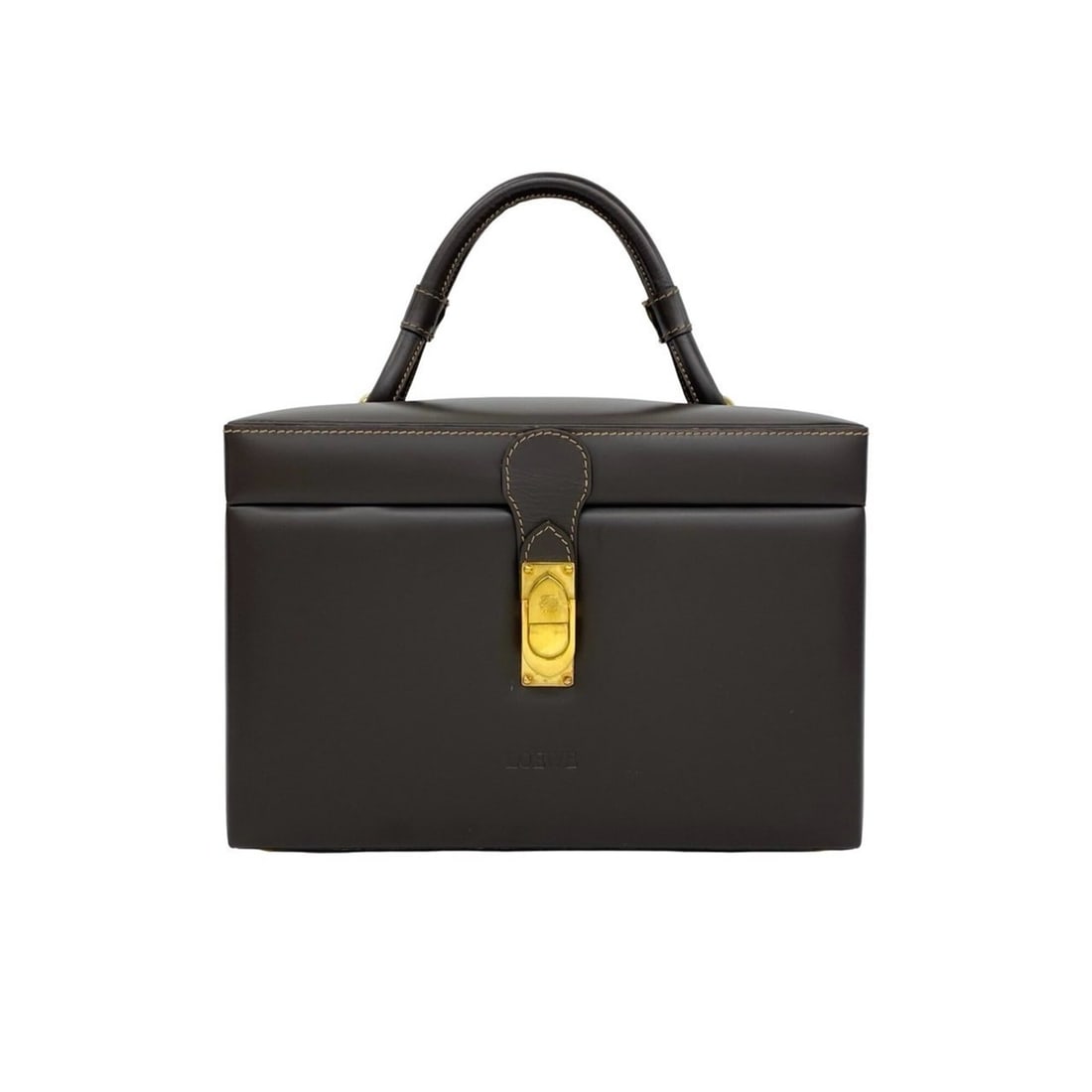 LOEWE Vintage Anagram Logo Hardware Leather Handbag Vanity Bag Brown 34208: --- Catalog ---Category: SizeSize (HxWxD): 16.5cm x 24.5cm x 15cm / 6.49'' x 9.64'' x 5.9''Category: DesignType: Handbag, Vanity bagColor: BrownGender: WomenMaterial: Leather Category: GeneralBrand: L