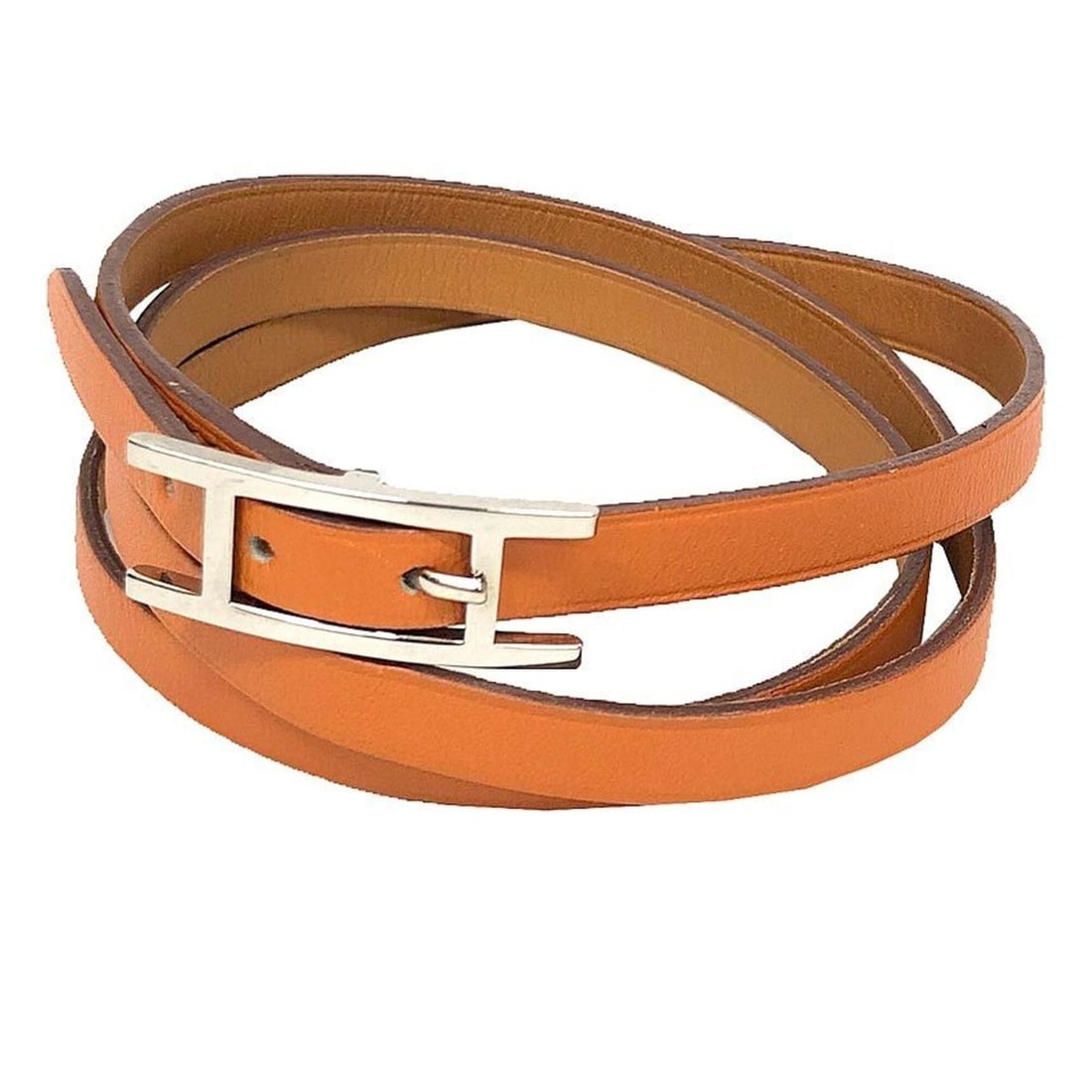 Hermes Api3 Bracelet, Medium Size, Leather Long Bracelet/Choker, Orange x Camel, with ? N Stamp: --- Catalog ---Category: SizeTotal Length: 70cm / 27.55''Category: DesignType: Charm braceletColor: Camel, OrangeGender: WomenMaterial: LeatherCategory: GeneralBrand: Hermes--- Item List ---Section: C