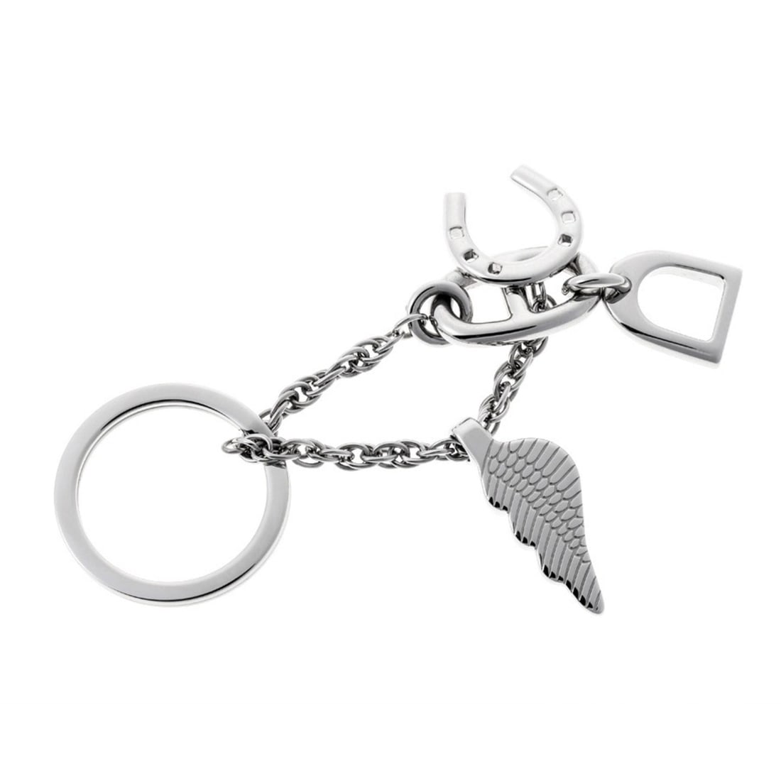 Hermes HERMES Keychain Bon Voyage Keyring Metal Silver: --- Catalog ---Category: SizeRing Diameter: 3cm / 1.18''Chain/Strap Length: 8.5cm / 3.34''Category: DesignType: KeyringColor: SilverGender: Women,MenMaterial: MetalCategory: GeneralBrand: HermesCountr