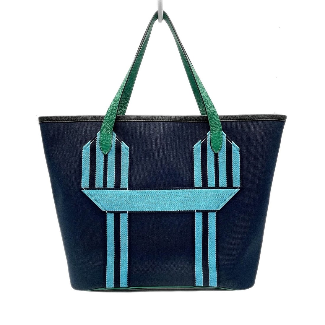 HERMES Pure Sangle Tote Bag, 2022 Model, Taurillon Clemence Leather, Toile Military, Size 35, Navy,: --- Catalog ---Category: SizeSize (HxWxD): 36cm x 37cm x 17.5cm / 14.17'' x 14.56'' x 6.88''Category: DesignType: Tote bagColor: NavyGender: Men,WomenMaterial: Taurillon clemence leather Category: Gen