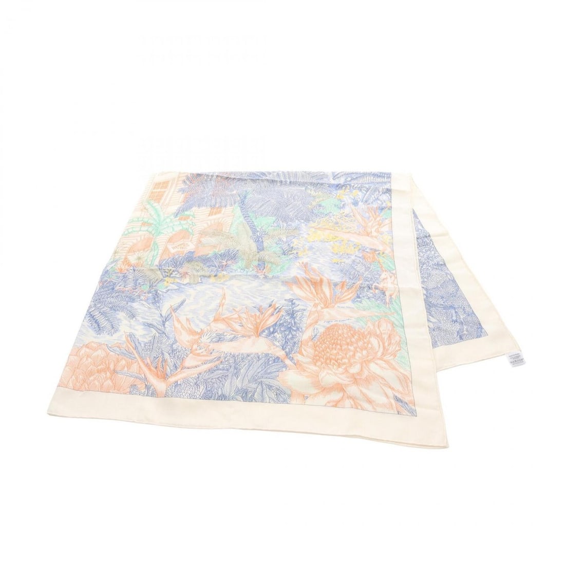 Hermes Carre Geant 140 FAUBOURG TROPICAL Scarf Muffler Silk Cashmere Women's Ivory Multicolor: --- Catalog ---Category: SizeSize (LxW): 1.36m x 1.36m / 53.54'' x 53.54''Category: DesignType: ScarfColor: Ivory, Multi-colorGender: WomenMaterial: Silk , Cashmere Category: GeneralBrand: Hermes--- I