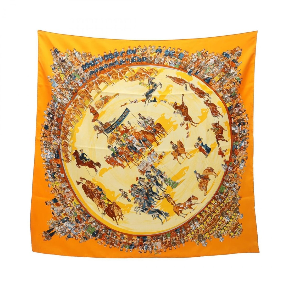 Hermes Carre 90 Cirque Molier Scarf/Muffler, Cashmere, Women's, Orange/Multicolor: --- Catalog ---Category: SizeSize (LxW): 89cm x 89cm / 35.03'' x 35.03''Category: DesignType: ScarfColor: Multi-color, OrangeGender: WomenMaterial: Cashmere Category: GeneralBrand: Hermes--- Item List