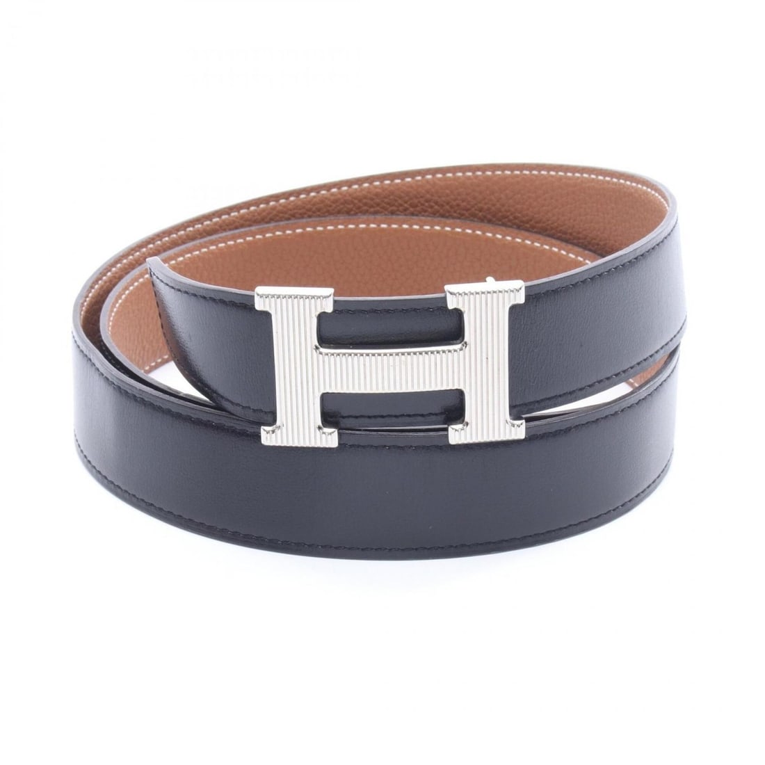 Hermes H-Storie Noir Gold Reversible Belt Calfskin (Cowhide) Togo Box Calf Men's Black/Brown (1 of 9)