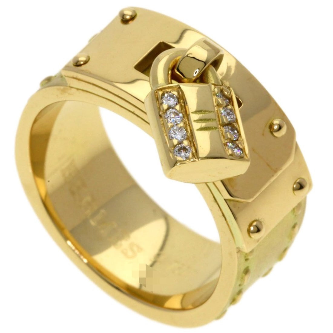 Hermes Kelly Diamond Ring #54, 18K Yellow Gold, Women's: --- Catalog ---Category: SizeJP Size: 14US Size: 7Category: DesignType: Band ringStone: DiamondGender: WomenMaterial: Yellow gold (18K)Category: GeneralBrand: Hermes--- Item List ---Section: Condition