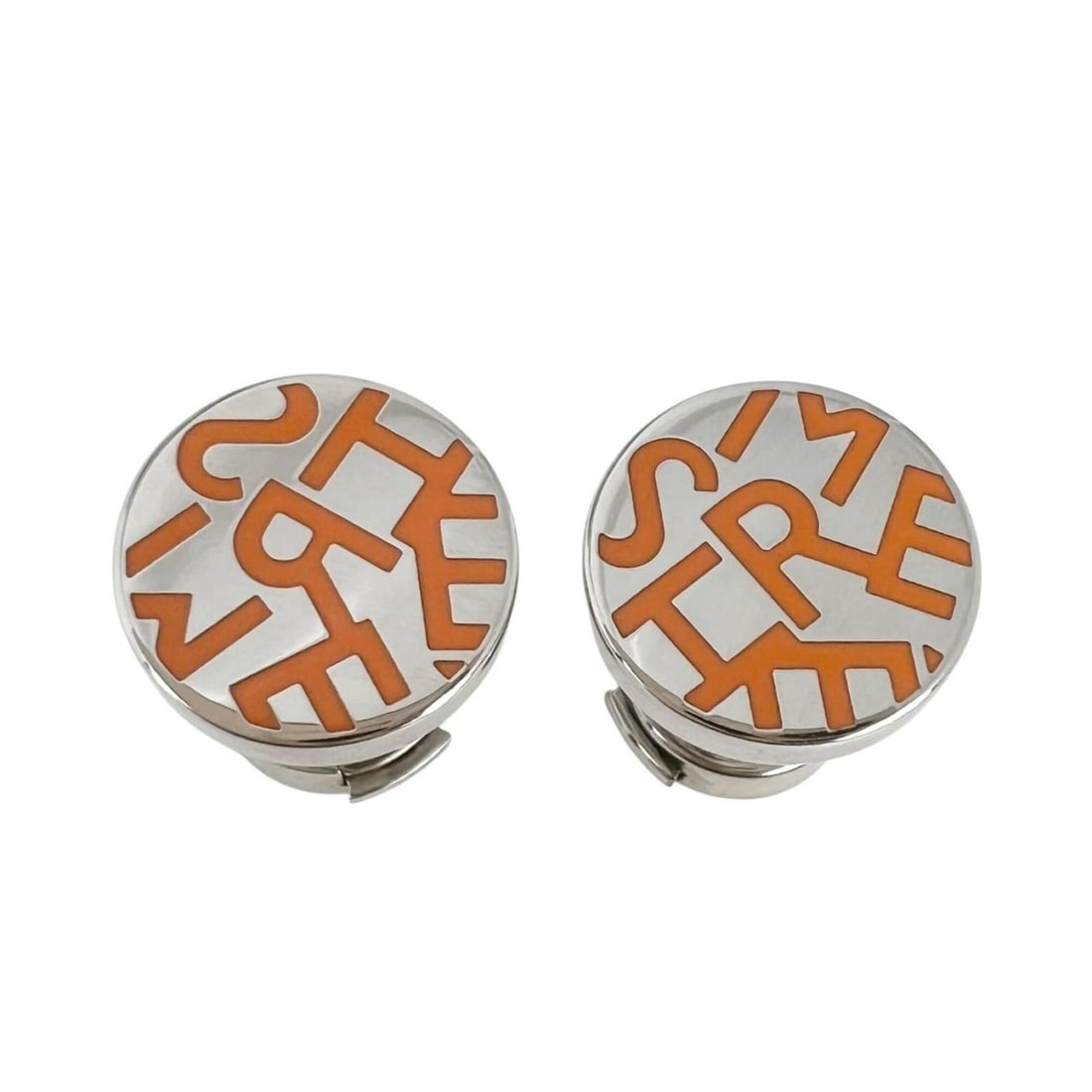 HERMES Hermes Earrings, Plated Orange Silver, Women's: --- Catalog ---Category: SizeSize (HxWxD): 11.00mm x 11.00mm / 0.43'' x 0.43''Category: DesignType: Stud earringsColor: Orange, SilverGender: WomenMaterial: Gold platingCategory: GeneralBrand: HermesC