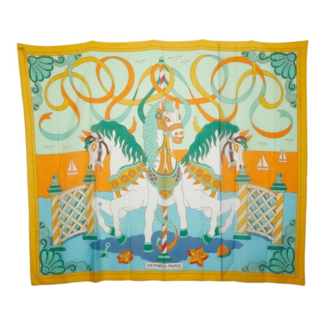 Hermes Pareo Scarf Muffler, Yellow/Multicolor Cotton, Women's: --- Catalog ---Category: SizeSize (LxW): 1.42m x 1.7m / 55.9'' x 66.92''Category: DesignType: ScarfColor: Multi-color, YellowGender: WomenMaterial: Cotton Category: GeneralBrand: Hermes--- Item List -