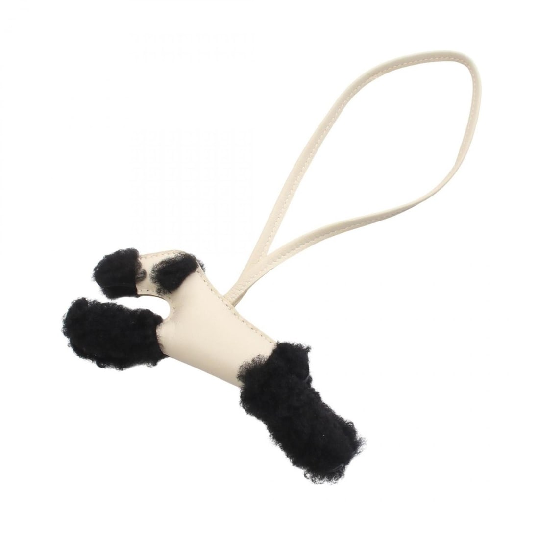 Hermes Buddy Charm, Charm Accessory, Sheepskin, Agneau Milo, Women's, Ivory/Black: --- Catalog ---Category: DesignType: Handbag charmColor: Black, IvoryGender: Women,MenMaterial: Agneau Milo, LeatherLeather/Fur Type: MoutonCategory: GeneralBrand: Hermes--- Item List ---Section: Cond