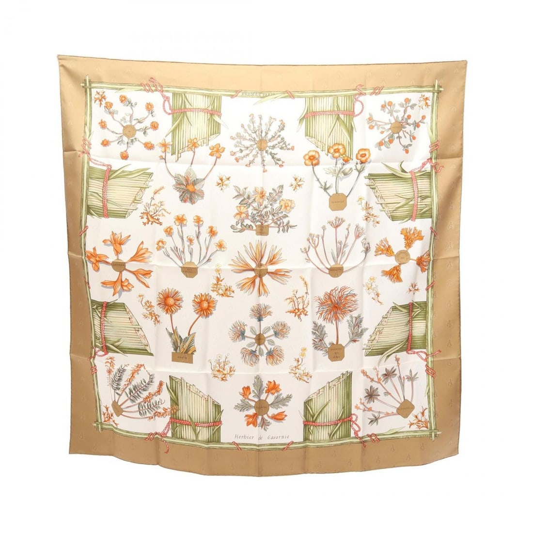 Hermes Herbier de Gavarnie Carre 90 Scarf/Muffler, Silk, Women's, White/Beige/Multicolor: --- Catalog ---Category: SizeSize (LxW): 89cm x 89cm / 35.03'' x 35.03''Category: DesignType: ScarfColor: Beige, Multi-color, WhiteGender: WomenMaterial: Silk Category: GeneralBrand: Hermes--- Item Li