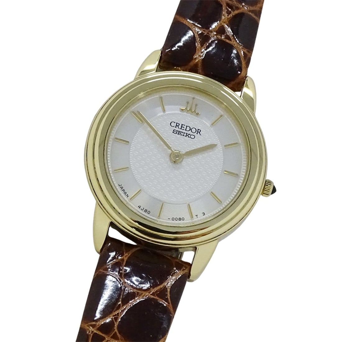 Seiko Credor 4J80-0060 GTAW012 Women's Watch, Brand, Quartz, 18KT Leather Strap, Gold: --- Catalog ---Category: SizeWrist Size: 14.5cm - 18cm / 5.7'' - 7.08''Case Diameter: 25mm / 0.98''Category: DesignType: WristwatchGender: WomenColor (Dial): SilverMaterial (Band): LeatherMaterial (Ca