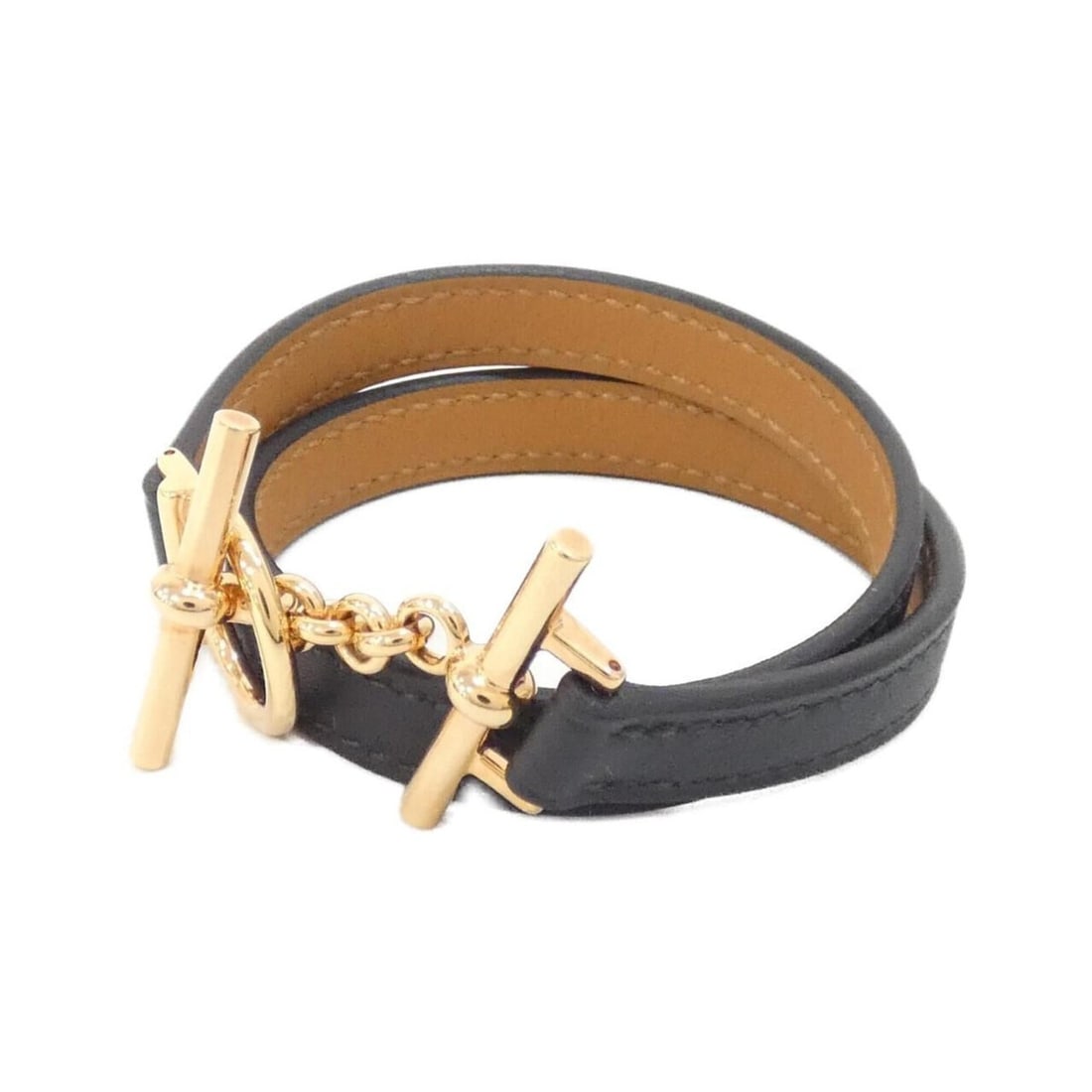 Hermes Hermès Closioir Double Tour 500269FD Bracelet: --- Catalog ---Category: SizeWidth: 1cm / 0.39''Length: 35.5cm / 13.97''Category: DesignType: Charm braceletColor: Black, Rose goldGender: Women,MenMaterial: Swift leatherCategory: GeneralMPN: 500269F