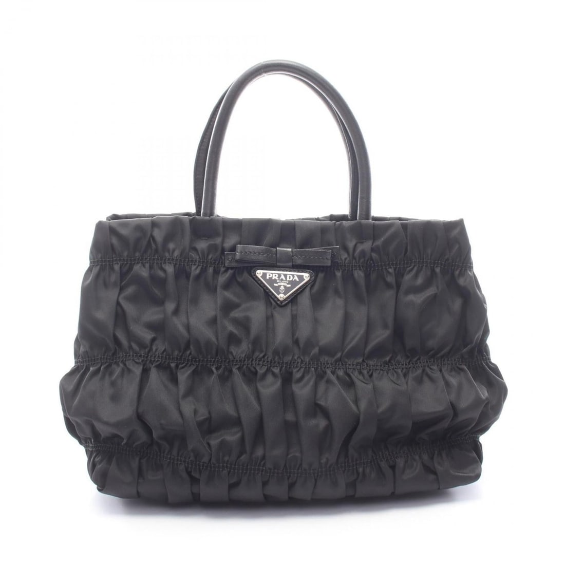 Prada TESSUTO GAUFRE handbag, nylon and leather, women's, black (BN1703) (1 of 12)