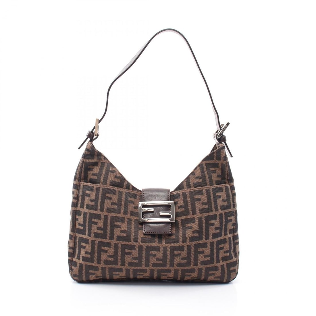Fendi Zucca Shoulder Bag/Handbag, Canvas and Leather, Women's, Brown/Black, 26569 (1 of 13)