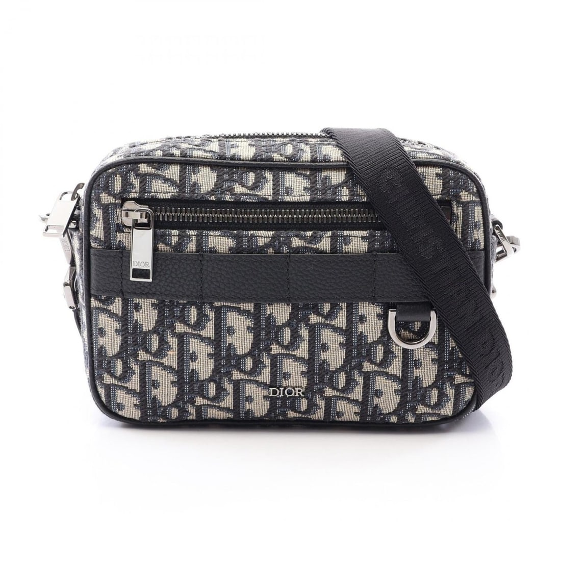 Christian Dior Dior SAFARI Oblique Shoulder Bag/Handbag, Canvas and Leather, Men's, Ivory, Navy, (1 of 15)