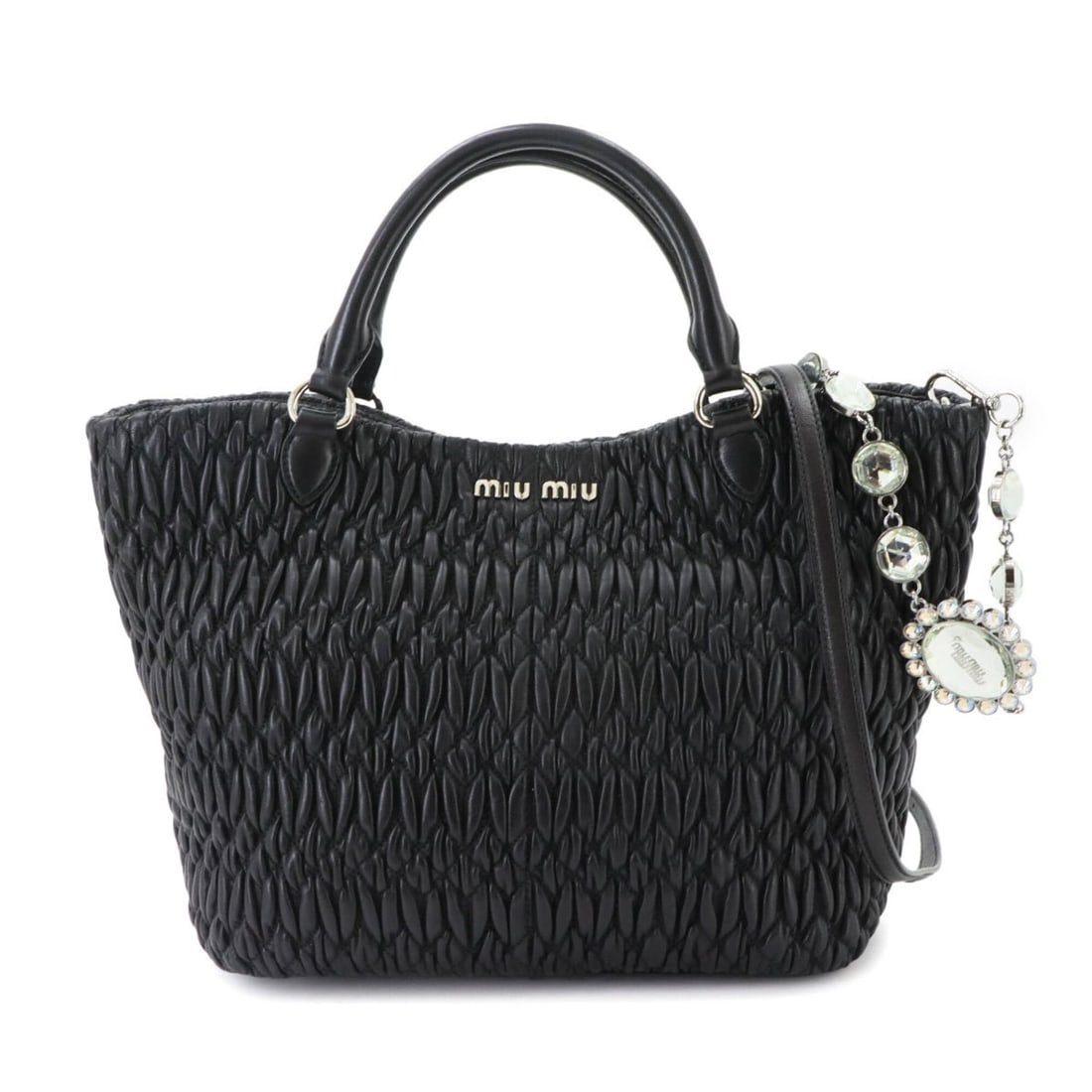 Miu Miu Miu Matelasse 2-way Handbag Chain Shoulder Leather Black Silver Hardware (1 of 12)