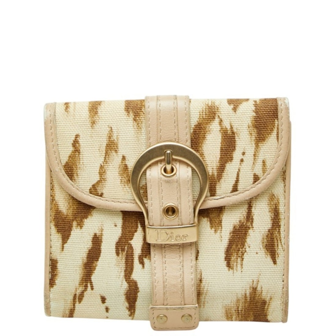 Christian Dior Dior Animal Print Bi-fold Wallet, Beige/Brown Canvas Leather, Women's: --- Catalog ---Category: SizeSize (HxWxD): 10cm x 11.3cm x 1.5cm / 3.93'' x 4.44'' x 0.59''Category: DesignType: Wallet (bi-fold)Color: Beige brownGender: WomenClosure: Button, Flap, Snap fastenerMate