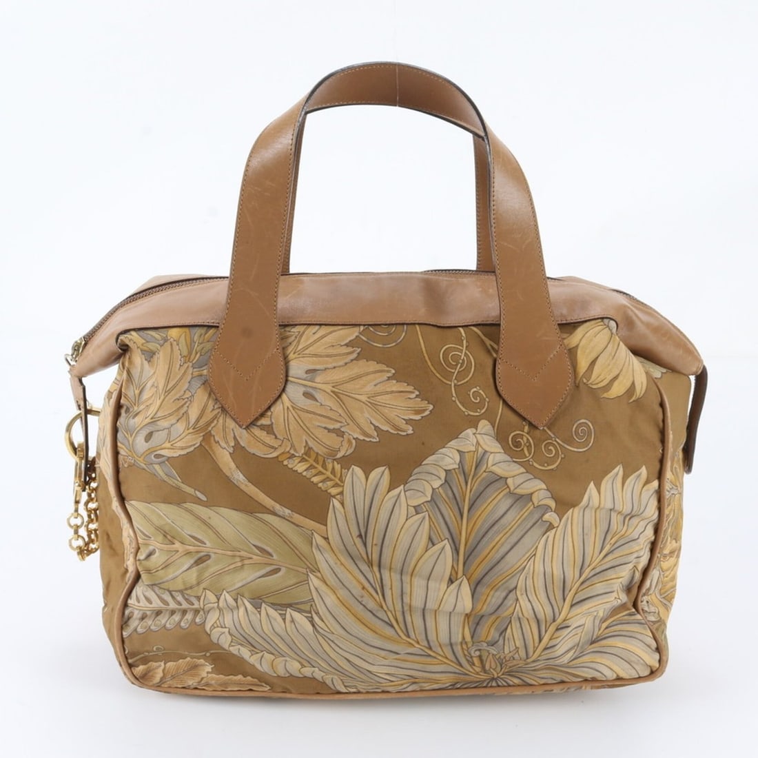 Salvatore Ferragamo Botanical Print Nylon Leather Handbag Tote Bag Brown Women's: --- Catalog ---Category: SizeSize (HxWxD): 27cm x 34cm x 17cm / 10.62'' x 13.38'' x 6.69''Category: DesignType: Handbag, Tote bagColor: BrownGender: WomenMaterial: Leather , Nylon Category: GeneralBra