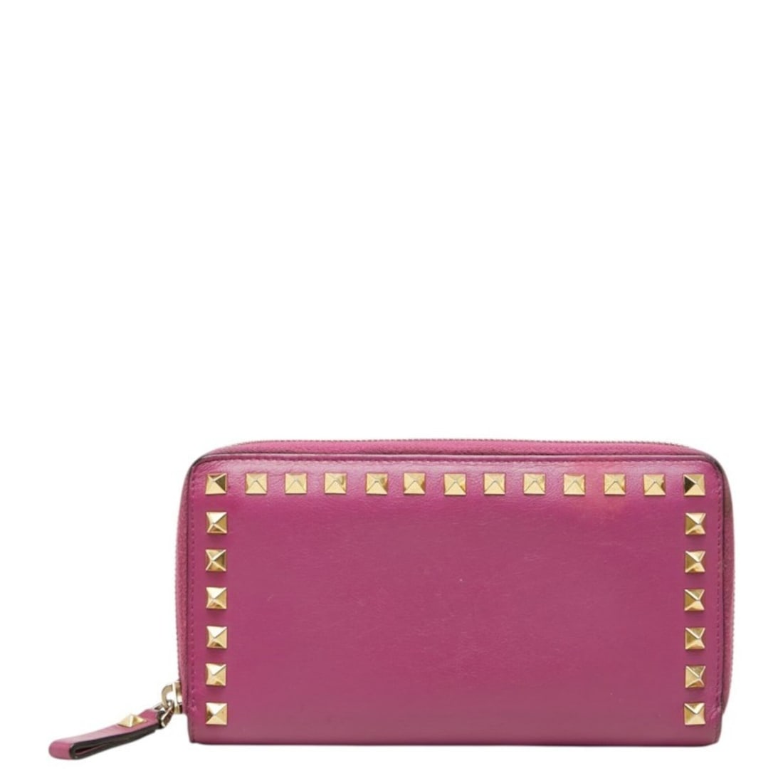 Valentino Rockstud Round Zip Long Wallet, Pink Leather, Women's VALENTINO: --- Catalog ---Category: SizeSize (HxWxD): 11cm x 19.5cm x 2cm / 4.33'' x 7.67'' x 0.78''Category: DesignType: Long wallet (bi-fold)Color: PinkGender: WomenMaterial: Leather Category: GeneralBrand: Va