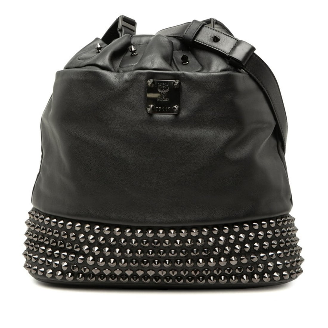 MCM Stud Crossbody Shoulder Bag, Drawstring, Black Leather, Women's: --- Catalog ---Category: SizeSize (HxWxD): 31cm x 30cm x 13cm / 12.2'' x 11.81'' x 5.11''Category: DesignType: Shoulder bagColor: BlackGender: WomenMaterial: Leather Category: GeneralBrand: MCM--- Ite