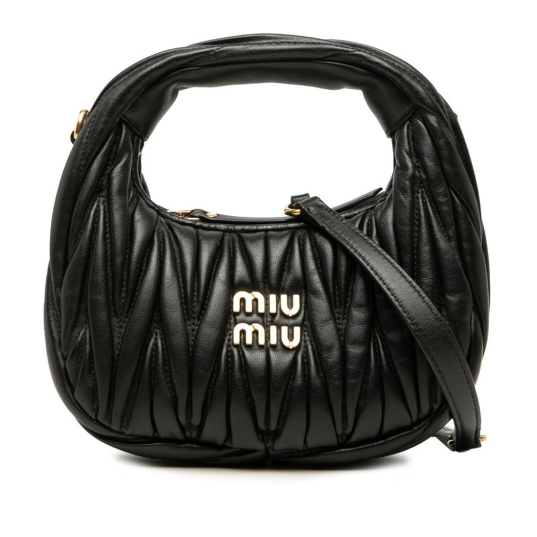 Miu Miu Miu Matelassé Wonder Handbag Shoulder Bag 2-Way Black Leather Women's MIUMIU (1 of 11)