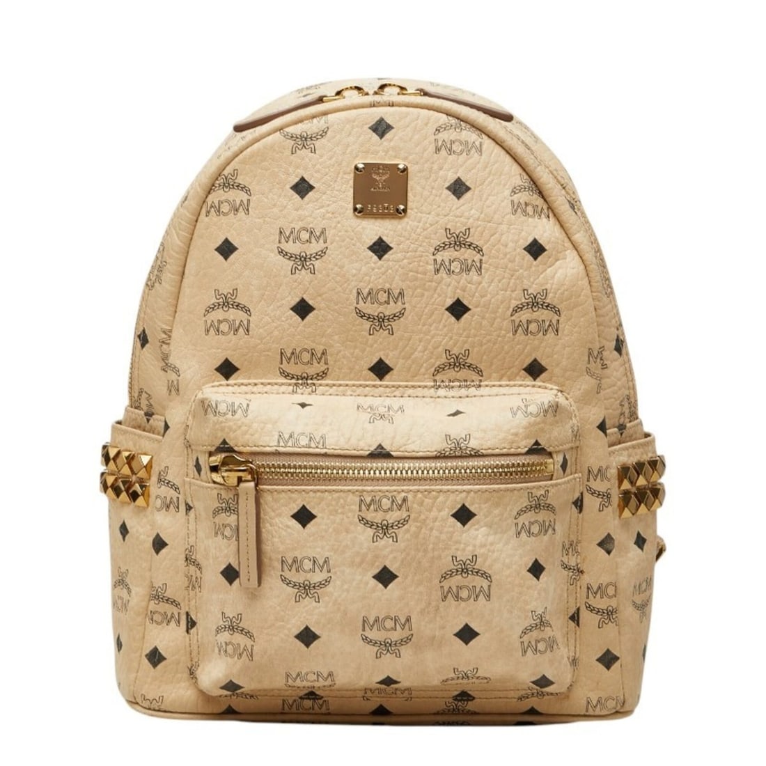 MCM Visetos Logogram Studded Backpack Daypack (Beige) - Women's (1 of 19)