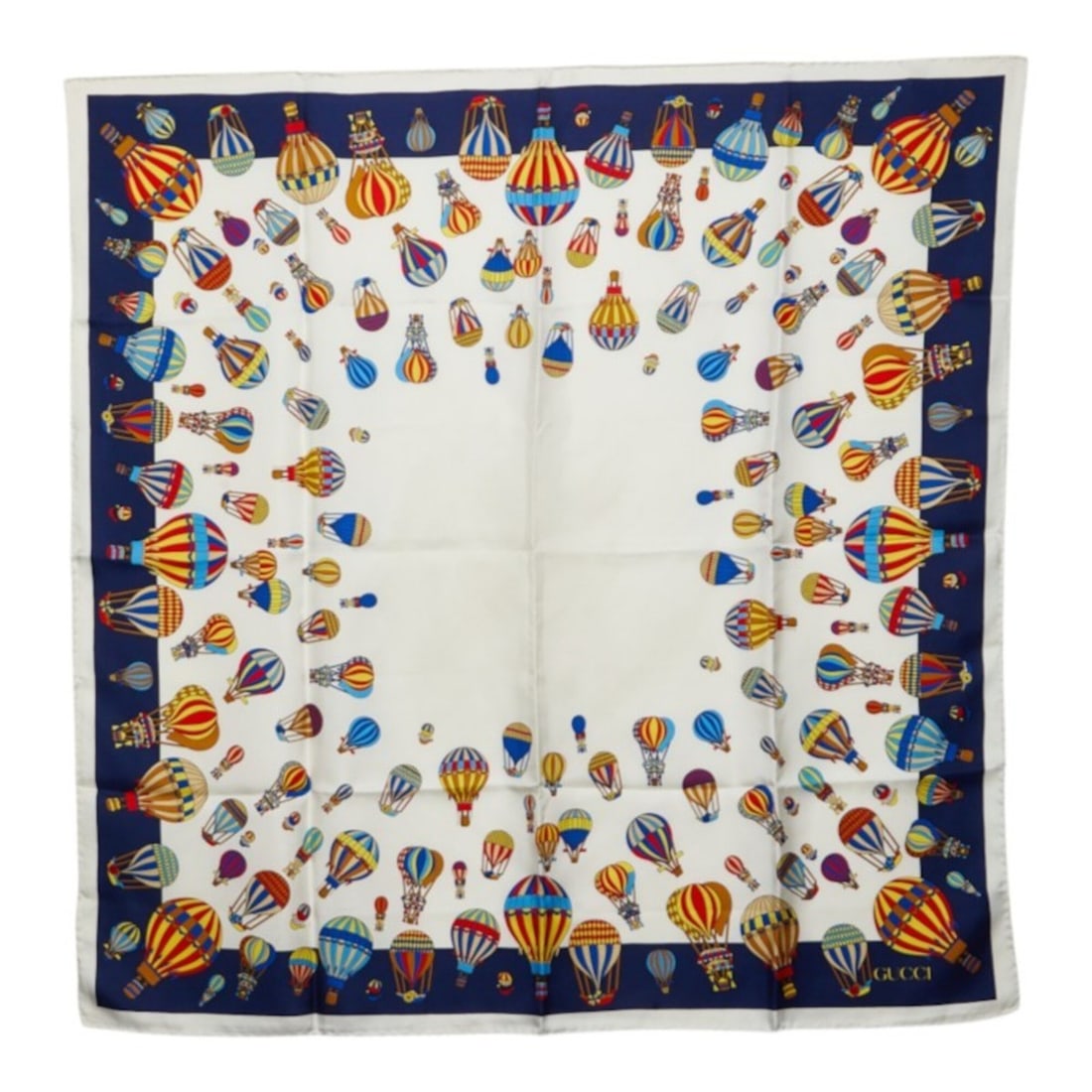 Gucci Hot Air Balloon Pattern Scarf, Large White Multicolor Silk, Women's GUCCI: --- Catalog ---Category: SizeSize (LxW): 87cm x 87cm / 34.25'' x 34.25''Category: DesignType: ScarfColor: Multi-color, WhiteGender: WomenMaterial: Silk Category: GeneralBrand: Gucci--- Item List ---Se