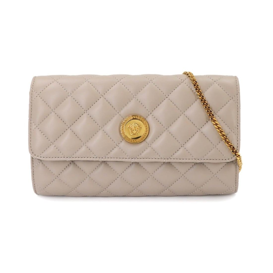 Versace Medusa Quilted Shoulder Handbag, Leather, Beige, Gold Hardware (1 of 12)