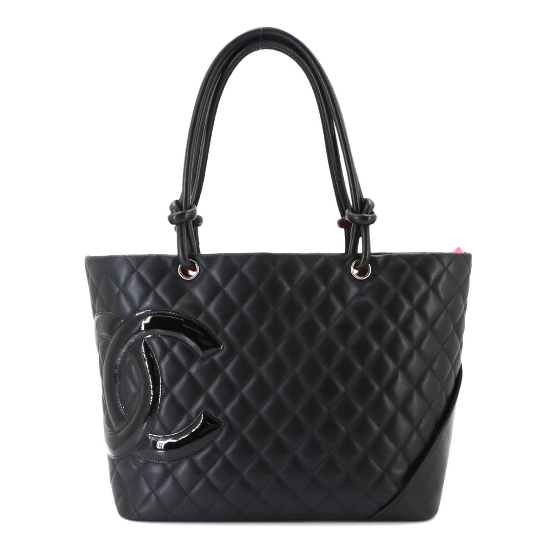 Chanel Cambon Line Large Tote Handbag, Calfskin Enamel Black A25169, Silver Hardware: --- Catalog ---Category: SizeSize (HxWxD): 25cm x 39cm x 15cm / 9.84'' x 15.35'' x 5.9''Category: DesignType: Handbag, Tote bagColor: BlackGender: WomenMaterial: Cambon ligne Category: GeneralBrand: C