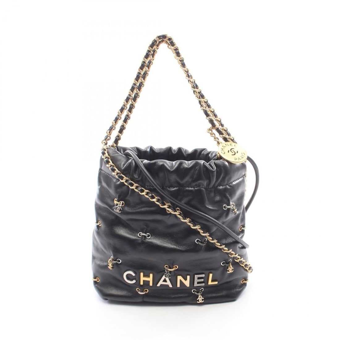 Chanel CHANEL 22 Mini Combination Hardware 2-Way Shoulder Bag Handbag Leather Women's Black AS3980 (1 of 11)