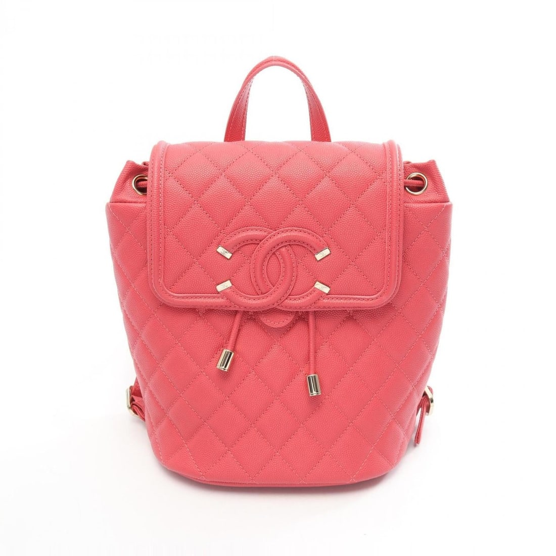 Chanel CC Filigree Matelassé Backpack/Handbag, Caviar Leather (Grained Calfskin), Women's, Pink: --- Catalog ---Category: SizeSize (HxWxD): 26cm x 20cm x 11cm / 10.23'' x 7.87'' x 4.33''Category: DesignType: BackpackColor: PinkGender: WomenMaterial: Grained Calfskin Category: GeneralBrand: Chanel