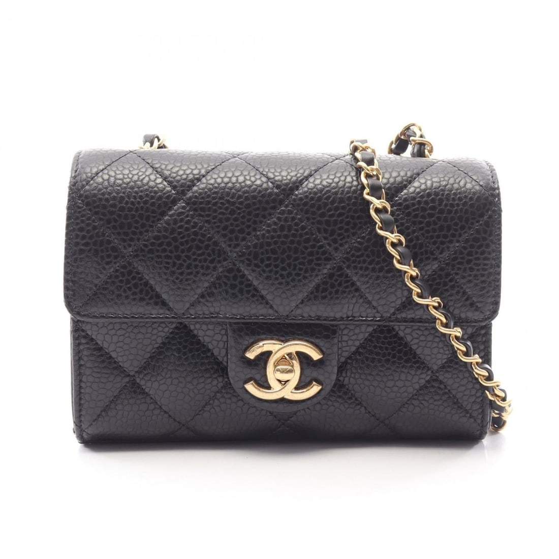 Chanel Matelassé Small Flap Shoulder Bag/Handbag, Caviar Leather (Grained Calfskin), Women's, Black: --- Catalog ---Category: SizeSize (HxWxD): 14cm x 19cm x 6cm / 5.51'' x 7.48'' x 2.36''Category: DesignType: Shoulder bagColor: BlackGender: WomenMaterial: Grained Calfskin Category: GeneralBrand: Cha