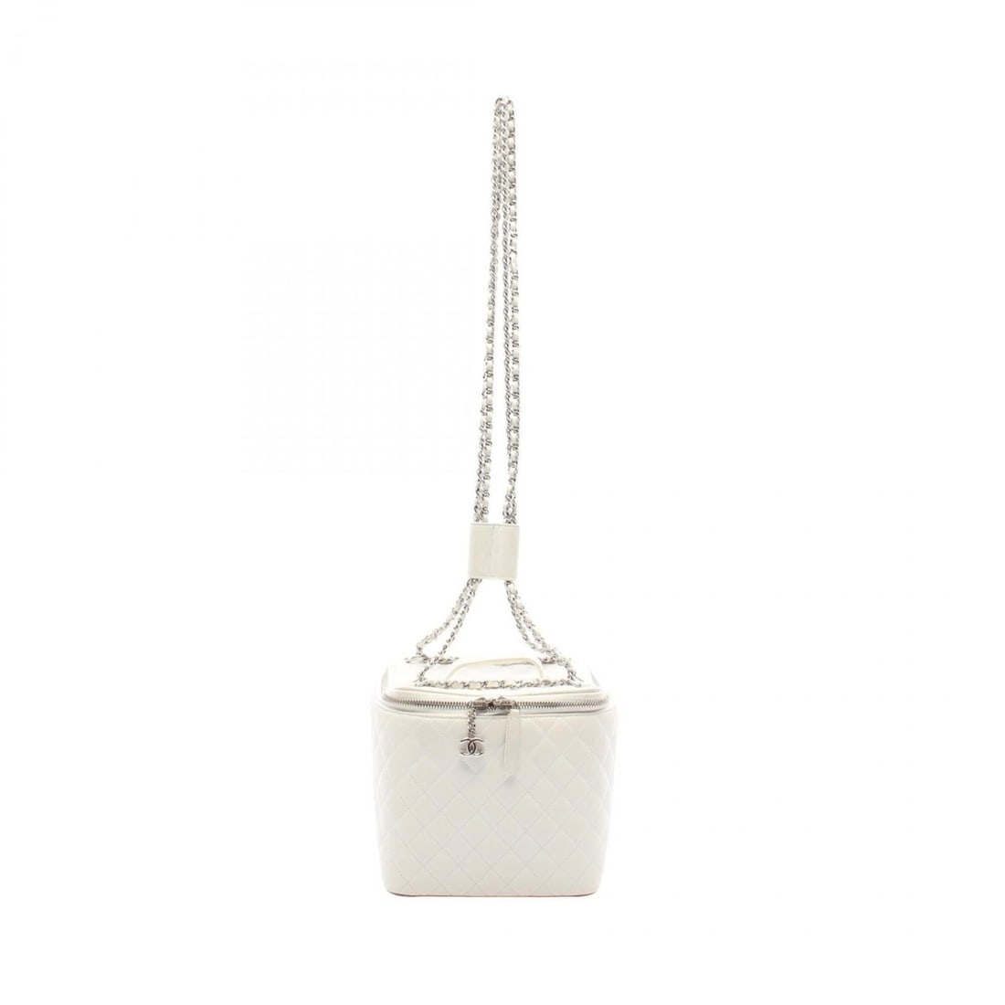 Chanel Matelassé Vanity Bag, 2-Way Shoulder Bag/Handbag, Lambskin Leather, Women's, White: --- Catalog ---Category: SizeSize (HxWxD): 16cm x 16cm x 16cm / 6.29'' x 6.29'' x 6.29''Category: DesignType: Shoulder bag, Vanity bagColor: WhiteGender: WomenMaterial: Leather Category: GeneralBrand:
