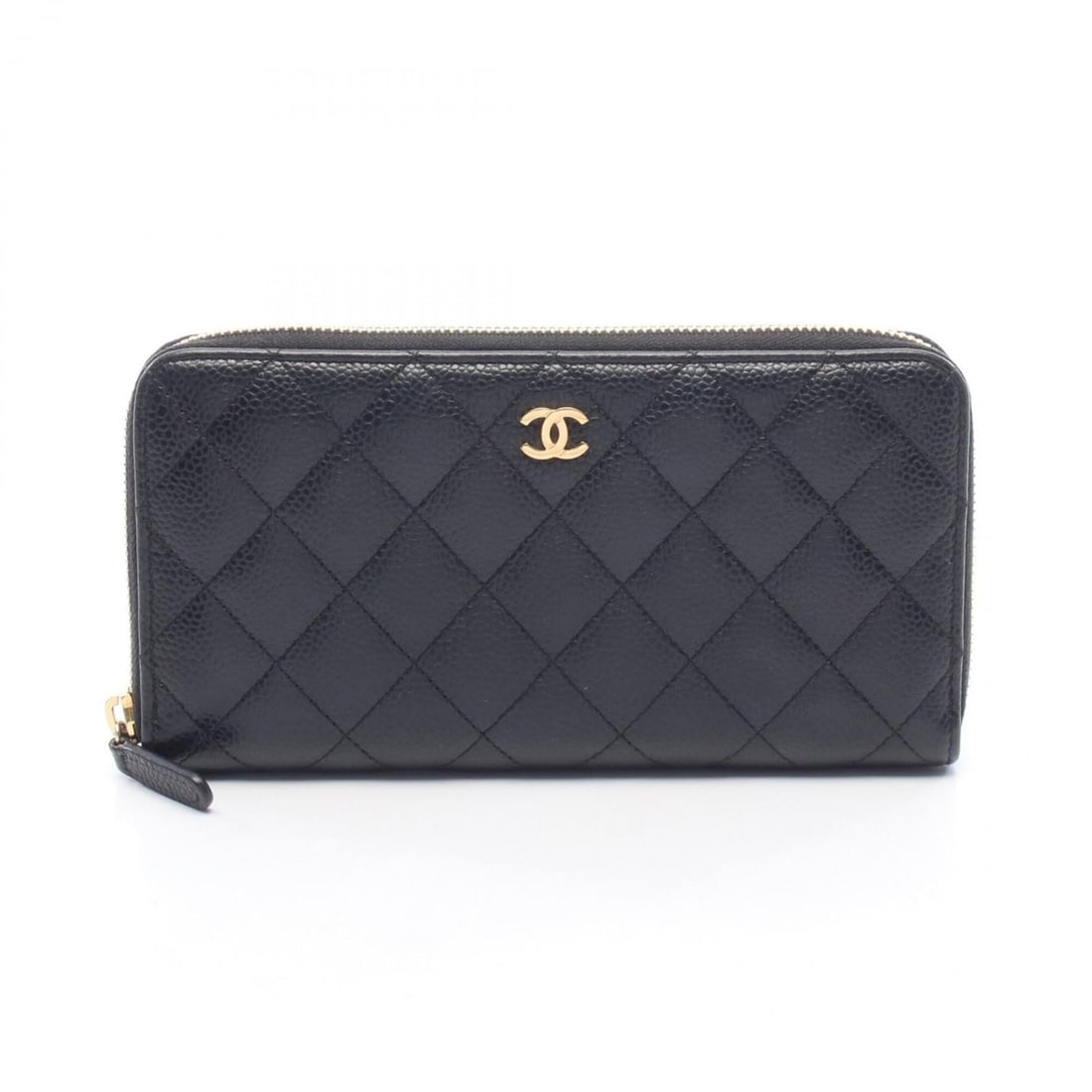 Chanel Matelassé Round Long Wallet, Caviar Leather (Grained Calfskin), Women's, Black: --- Catalog ---Category: SizeSize (HxWxD): 10.5cm x 19cm x 2cm / 4.13'' x 7.48'' x 0.78''Category: DesignType: Long wallet (bi-fold)Color: BlackGender: WomenMaterial: Grained Calfskin Category: Genera