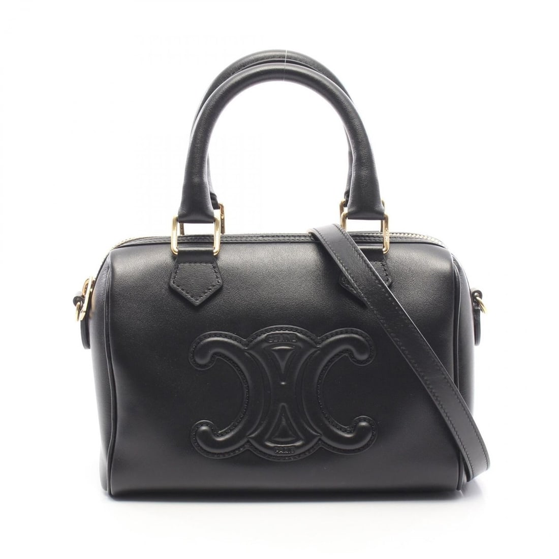 Celine Small Boston Cuir Triomphe Handbag, Leather, Women's, Black, 113773DU3.38NO (1 of 12)