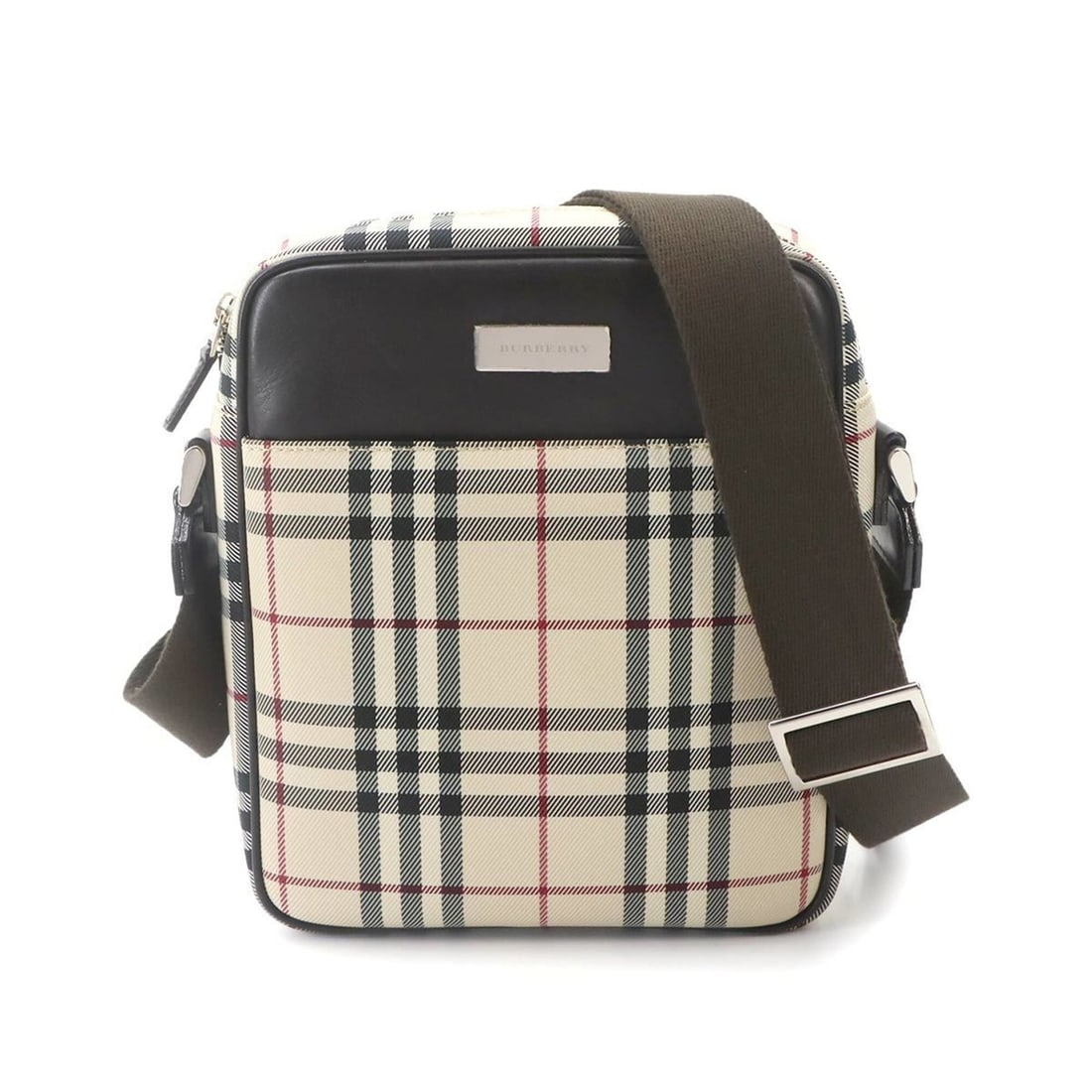 Burberry Nova Check Shoulder Handbag, Canvas and Leather, Beige/Brown, Silver Hardware.: --- Catalog ---Category: SizeSize (HxWxD): 22cm x 18.5cm x 6.5cm / 8.66'' x 7.28'' x 2.55''Category: DesignType: Handbag, Shoulder bagColor: Beige, Beige brown, BrownGender: WomenMaterial: Canvas Cate