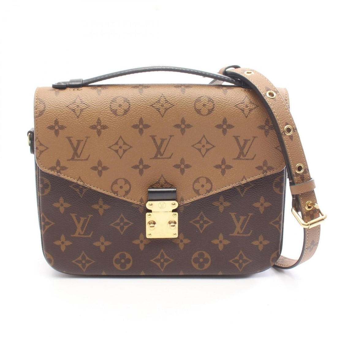 Louis Vuitton Pochette Metis MM Monogram Reverse 2-Way Handbag, Coated Canvas and Leather, Reverse,: --- Catalog ---Category: SizeSize (HxWxD): 18cm x 25cm x 7.5cm / 7.08'' x 9.84'' x 2.95''Category: DesignType: Handbag, PochetteColor: Black, Brown, Monogram ReverseGender: WomenMaterial: Coated canva