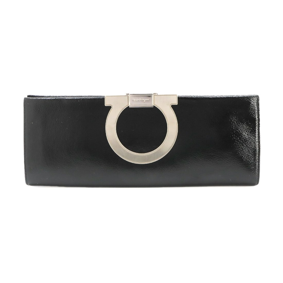 Salvatore Ferragamo Gancini Clutch Handbag, Leather, Black, 21 8459, Silver Hardware, Bag: --- Catalog ---Category: SizeSize (HxWxD): 11.5cm x 30cm x 3cm / 4.52'' x 11.81'' x 1.18''Category: DesignType: Clutch bag, HandbagColor: BlackGender: WomenMaterial: Leather Category: GeneralMPN: 21 8