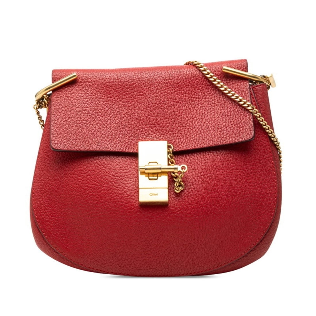 Chloé Chloe Drew Crossbody Chain Shoulder Bag 04165765 Red Gold Leather Women's: --- Catalog ---Category: SizeSize (HxWxD): 20cm x 23cm x 8cm / 7.87'' x 9.05'' x 3.14''Category: DesignType: Shoulder bagColor: Gold, Red colorGender: WomenMaterial: Leather Category: GeneralMPN: 0416
