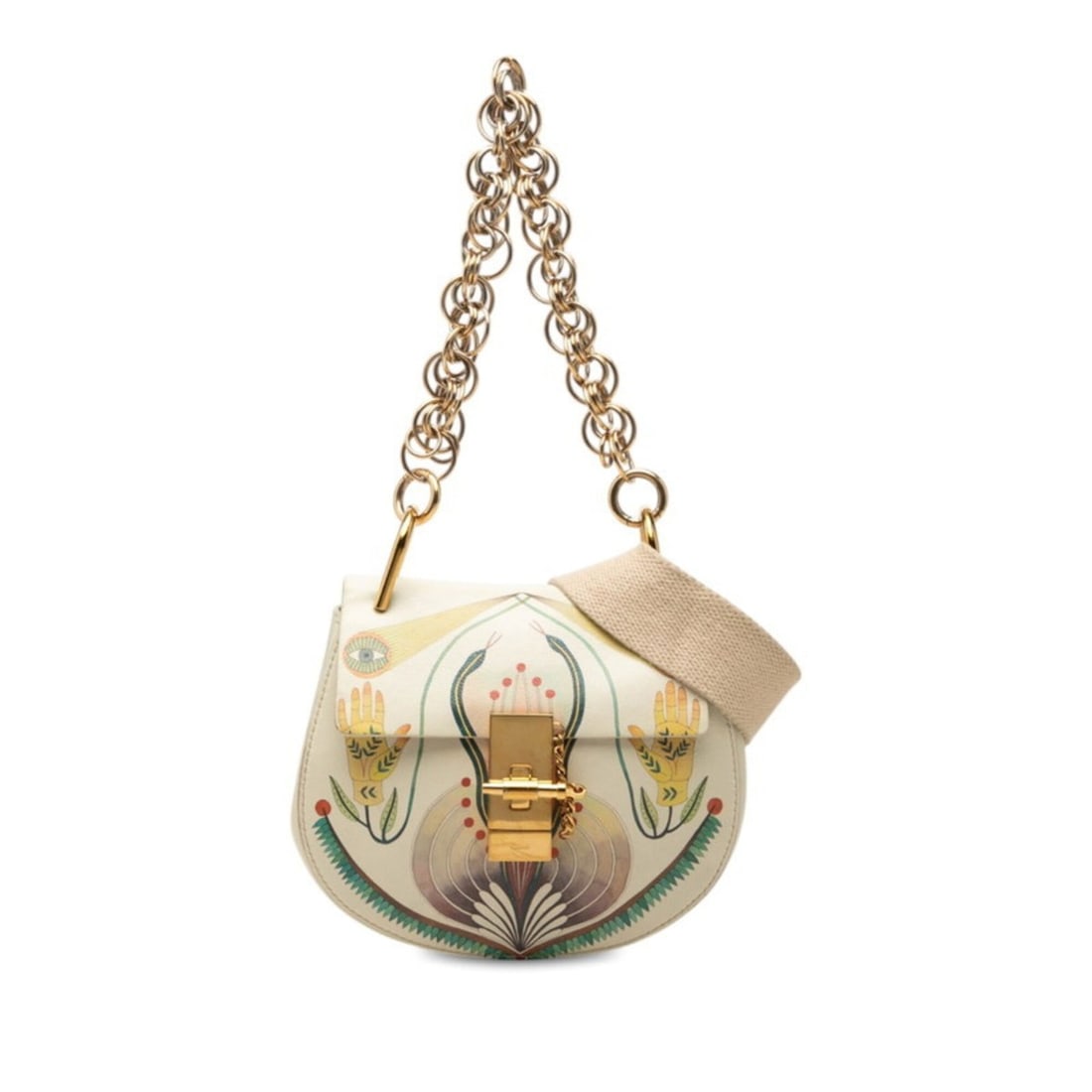 Chloé Chloe Drew Print Chain Handbag Shoulder Bag 2-Way Beige Multicolor Leather Women's: --- Catalog ---Category: SizeSize (HxWxD): 16cm x 19.5cm x 6.5cm / 6.29'' x 7.67'' x 2.55''Category: DesignType: Handbag, Shoulder bagColor: Beige, Multi-colorGender: WomenMaterial: Leather Category: 