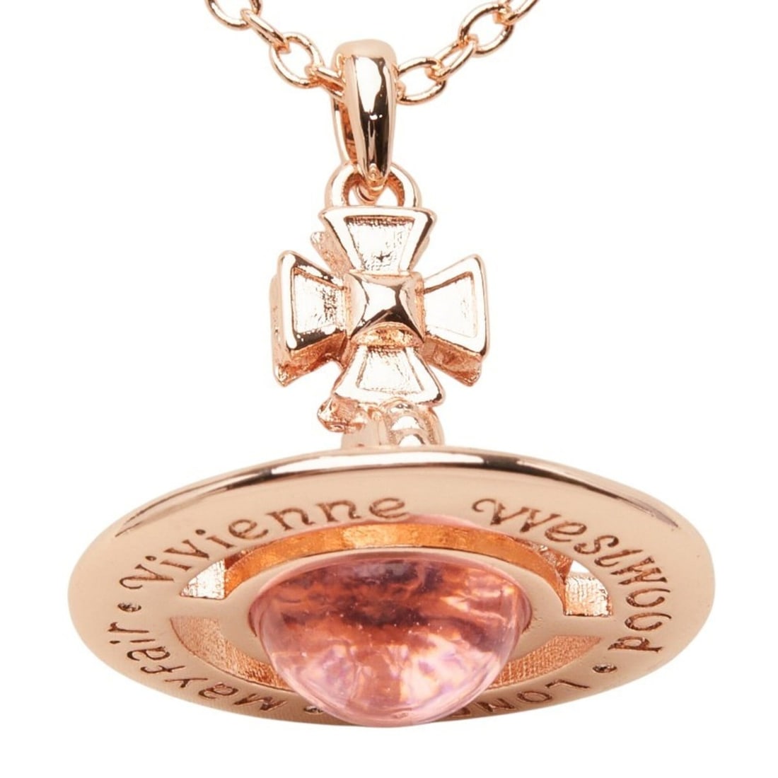 Vivienne Westwood Orb Chain Pendant Necklace, Pink Gold Plated, Rhinestone, Women's: --- Catalog ---Category: SizePendant Size: 26.6mm x 24.1mm / 1.04'' x 0.94''Neck Circumference: 45.5 cm / 17.91''Category: DesignColor: Pink goldGender: WomenMaterial: RhinestoneNecklace Type: Necklac
