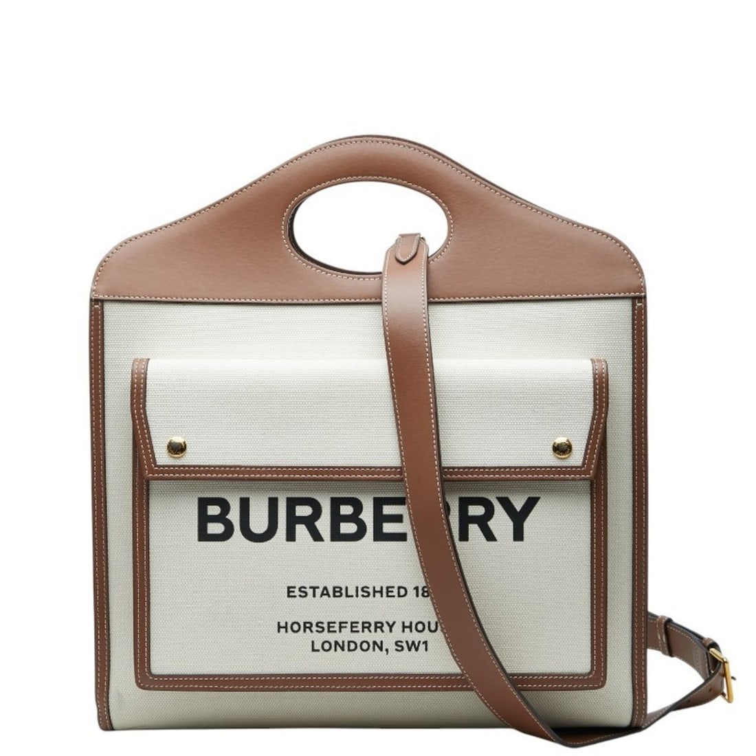 Burberry Pocket Bag Medium Handbag Shoulder 2-Way Ivory Brown Canvas Leather Women's BURBERRY: --- Catalog ---Category: SizeSize (HxWxD): 32.5cm x 37cm x 9cm / 12.79'' x 14.56'' x 3.54''Category: DesignType: Handbag, Shoulder bagColor: Brown, IvoryGender: WomenMaterial: Canvas , Leather Categor