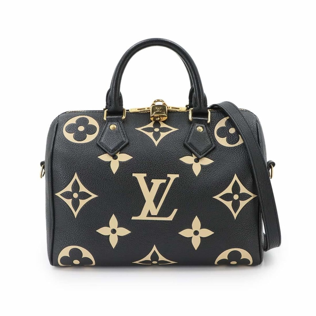 Louis Vuitton Speedy Bandouliere 25 Bicolor Monogram Empreinte 2-way Hand/Shoulder Handbag Black (1 of 20)