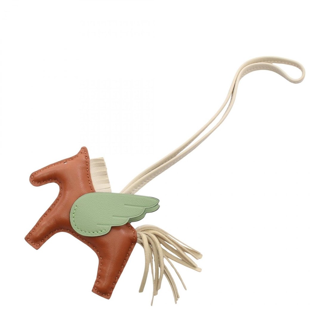 Hermes Rodeo Pegasus PM Charm Accessory, Leather, Agneau Milo, Veau Swift, Women's, Brown, Green, (1 of 15)