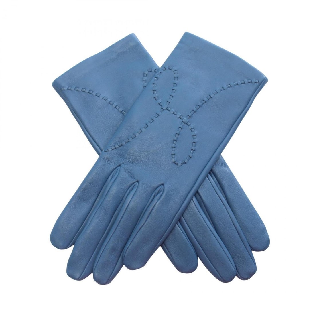 Hermes HERMES Lisbon H-stitch Leather Gloves for Women, Blue (1 of 14)