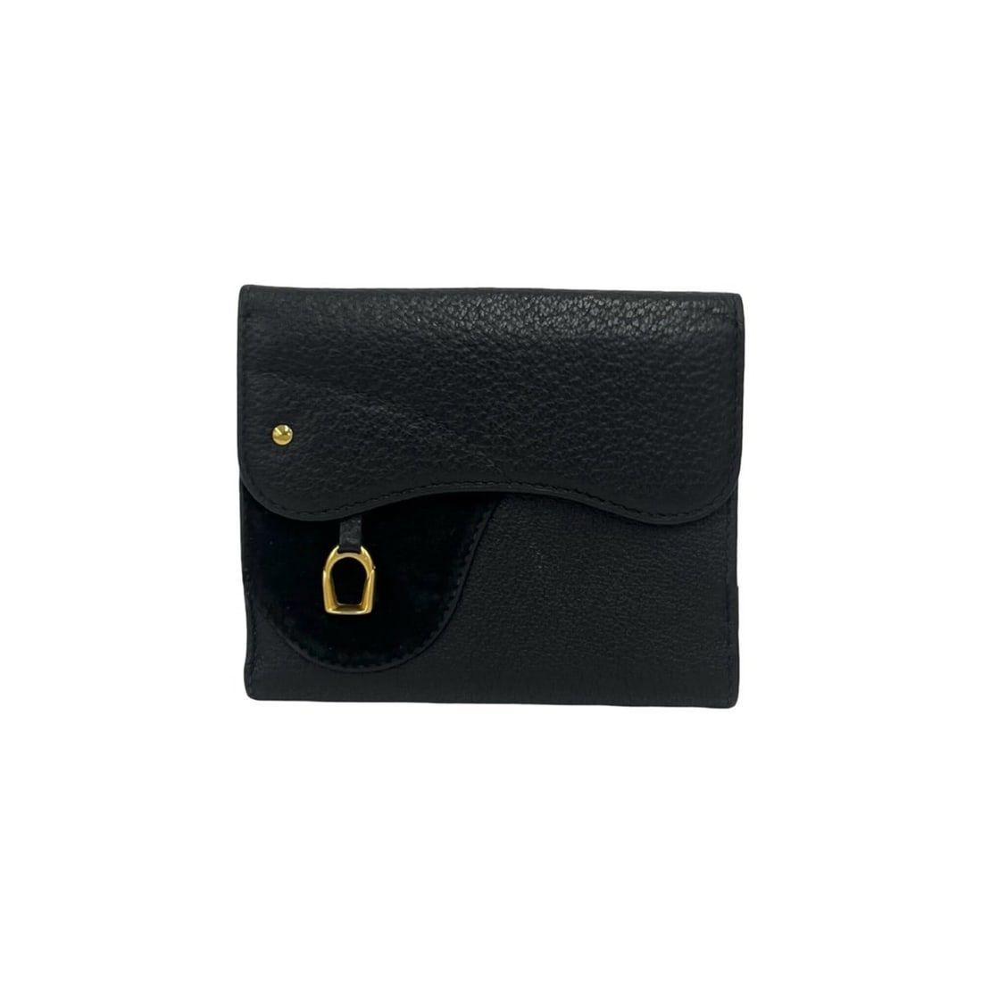 GUCCI Vintage Horsebit Hardware Leather Suede Bi-fold Wallet Black 76551: --- Catalog ---Category: SizeSize (HxWxD): 10cm x 12cm x 1.5cm / 3.93'' x 4.72'' x 0.59''Category: DesignType: Wallet (bi-fold)Color: BlackGender: WomenMaterial: Leather , Suede Category: GeneralBrand