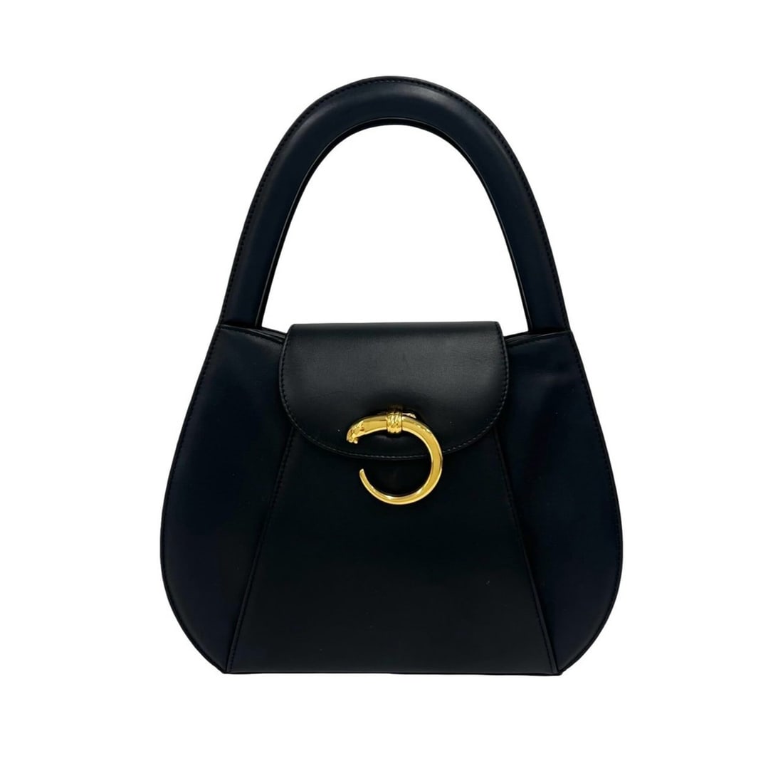 CARTIER Vintage Panthère Panther Leather Handbag, Black, 99071 (1 of 15)