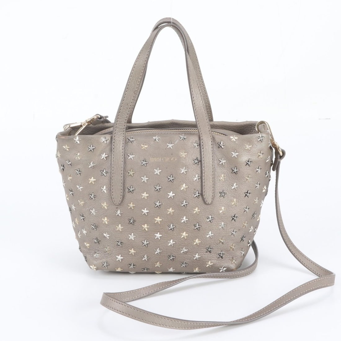 Jimmy Choo Mini Sarah Star Studded Leather 2-Way Shoulder Bag/Handbag for Women: --- Catalog ---Category: SizeSize (HxWxD): 16cm x 18cm x 12cm / 6.29'' x 7.08'' x 4.72''Category: DesignType: Handbag, Shoulder bagColor: BrownGender: WomenMaterial: Leather Category: GeneralBrand: Ji